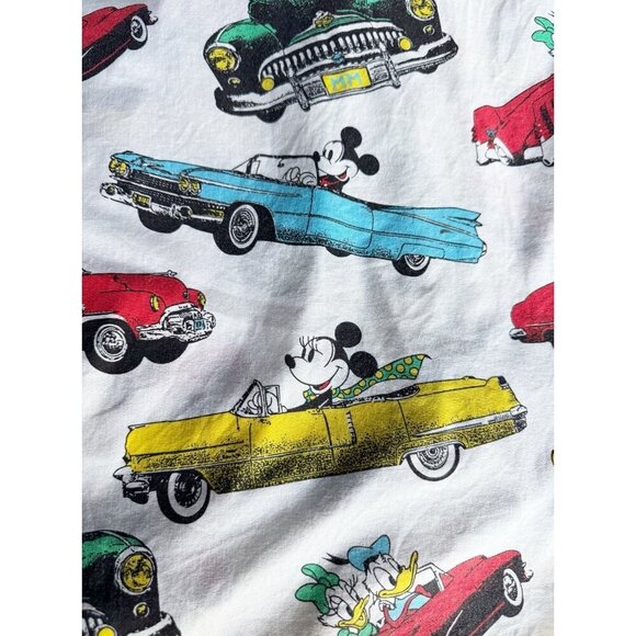 VTG 80s Men's Sz M Disney Mickey & Minnie Mouse Driving in Cars Button Up Shirt - Picture 8 of 9